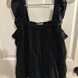Black Sleeveless Ruffled Top